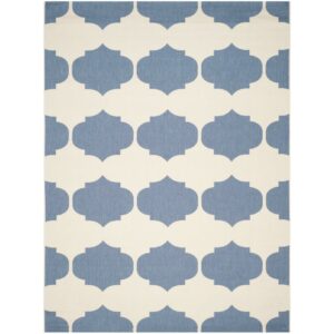 SAFAVIEH Courtyard Elwyn Geometric Indoor/Outdoor Area Rug, Beige/Blue, 8' x 11'