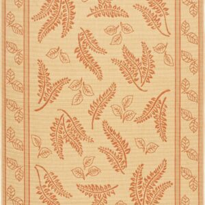 SAFAVIEH Courtyard Euler Floral Indoor/Outdoor Area Rug, Natural/Terracotta, 6'7" x 9'6"