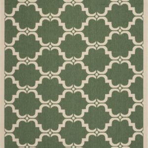 SAFAVIEH Courtyard Estelle Geometric Indoor/Outdoor Area Rug, Dark Green/Beige, 8' x 11'