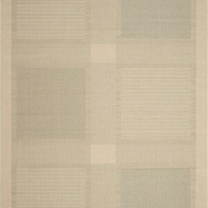 SAFAVIEH Courtyard Eileen Geometric Indoor/Outdoor Area Rug, 6'7" x 9'6", Natural/Olive