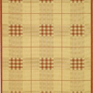 SAFAVIEH Courtyard Fulham Geometric Checkers Indoor/Outdoor Area Rug, 5'3" x 7'7", Natural/Terracotta
