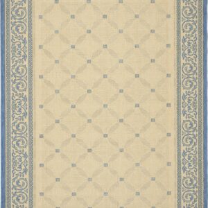 SAFAVIEH Courtyard Gaus Oriental Indoor/Outdoor Area Rug, Natural/Blue, 7'10" x 7'10" Square