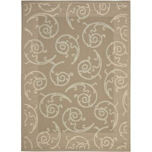 SAFAVIEH Courtyard Jessica Paisley Indoor/Outdoor Area Rug, Dark Beige/Beige, 6'7" x 9'6"
