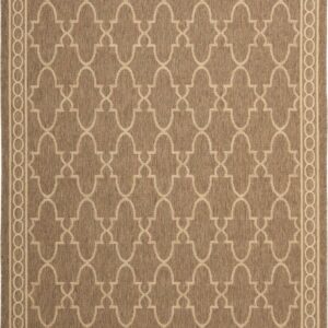 SAFAVIEH Courtyard Jasper Geometric Bordered Indoor/Outdoor Area Rug, 9' x 12', Dark Beige/Beige