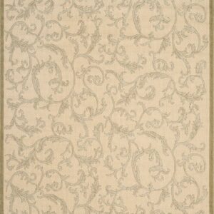 SAFAVIEH Courtyard Kevin Floral Indoor/Outdoor Area Rug, 5'3" x 7'7", Natural/Olive