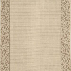 SAFAVIEH Courtyard Regent Oriental Indoor/Outdoor Area Rug, Natural/Brown, 5'3" x 7'7"
