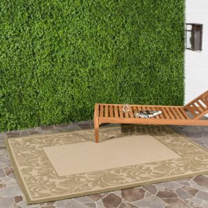 SAFAVIEH Courtyard Steve Floral Indoor/Outdoor Area Rug, 6'7" x 9'6", Natural/Olive