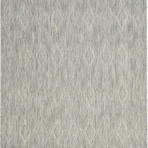 SAFAVIEH Courtyard Teodor Geometric Diamonds Indoor/Outdoor Area Rug, 6'7" x 9'6", Grey