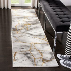 SAFAVIEH Craft Paul Abstract Runner Rug, Grey/Gold, 2'3" x 10'