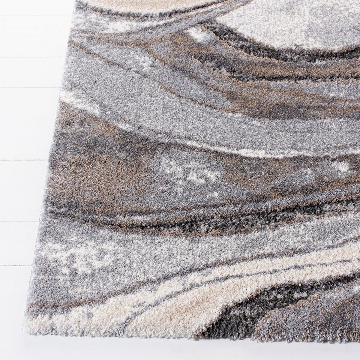 SAFAVIEH Cyrus Ifrit Abstract Shag Area Rug, Gray/Beige, 5'5" x 7'6" - Image 3