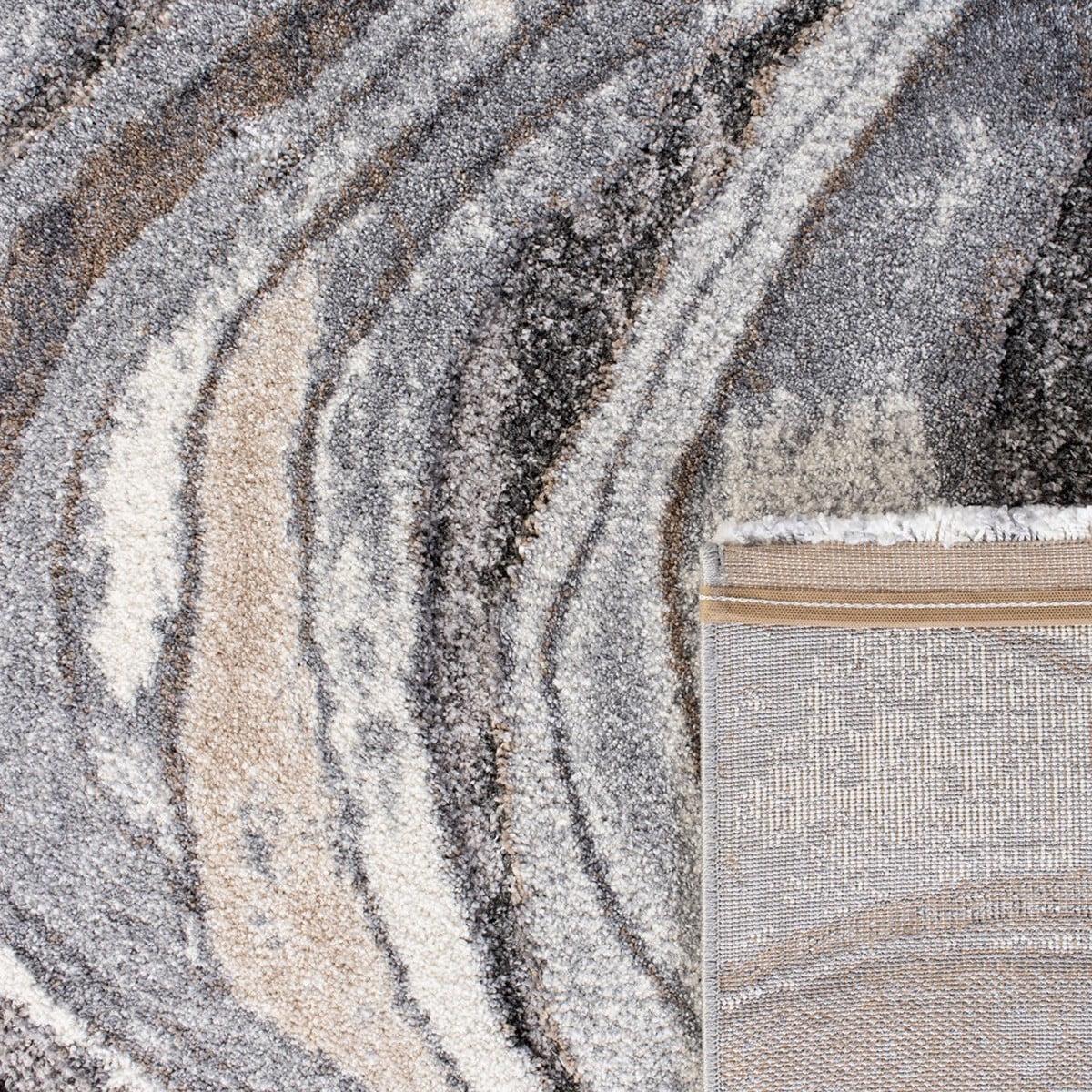 SAFAVIEH Cyrus Ifrit Abstract Shag Area Rug, Gray/Beige, 5'5" x 7'6" - Image 6