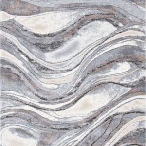 SAFAVIEH Cyrus Ifrit Abstract Shag Area Rug, Gray/Beige, 5'5" x 7'6"