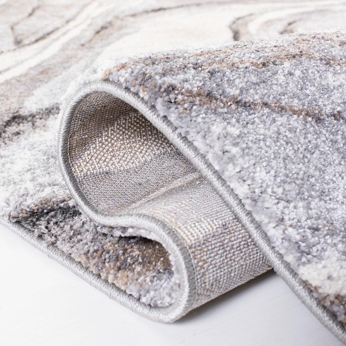 SAFAVIEH Cyrus Ifrit Abstract Shag Area Rug, Gray/Beige, 5'5" x 7'6" - Image 5