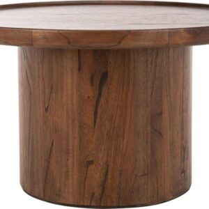 SAFAVIEH Devin Solid Round Pedestal Coffee Table, Dark Brown