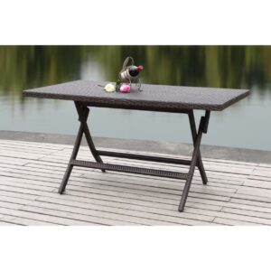 SAFAVIEH Dilettie Outdoor Patio Rectangular Folding Table, Brown