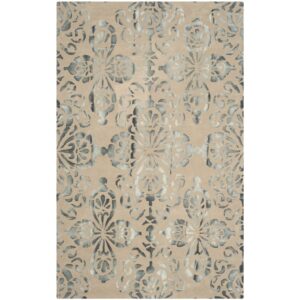 SAFAVIEH Dip Dye Beaumont Overdyed Floral Area Rug, Camel/Grey, 5' x 8'