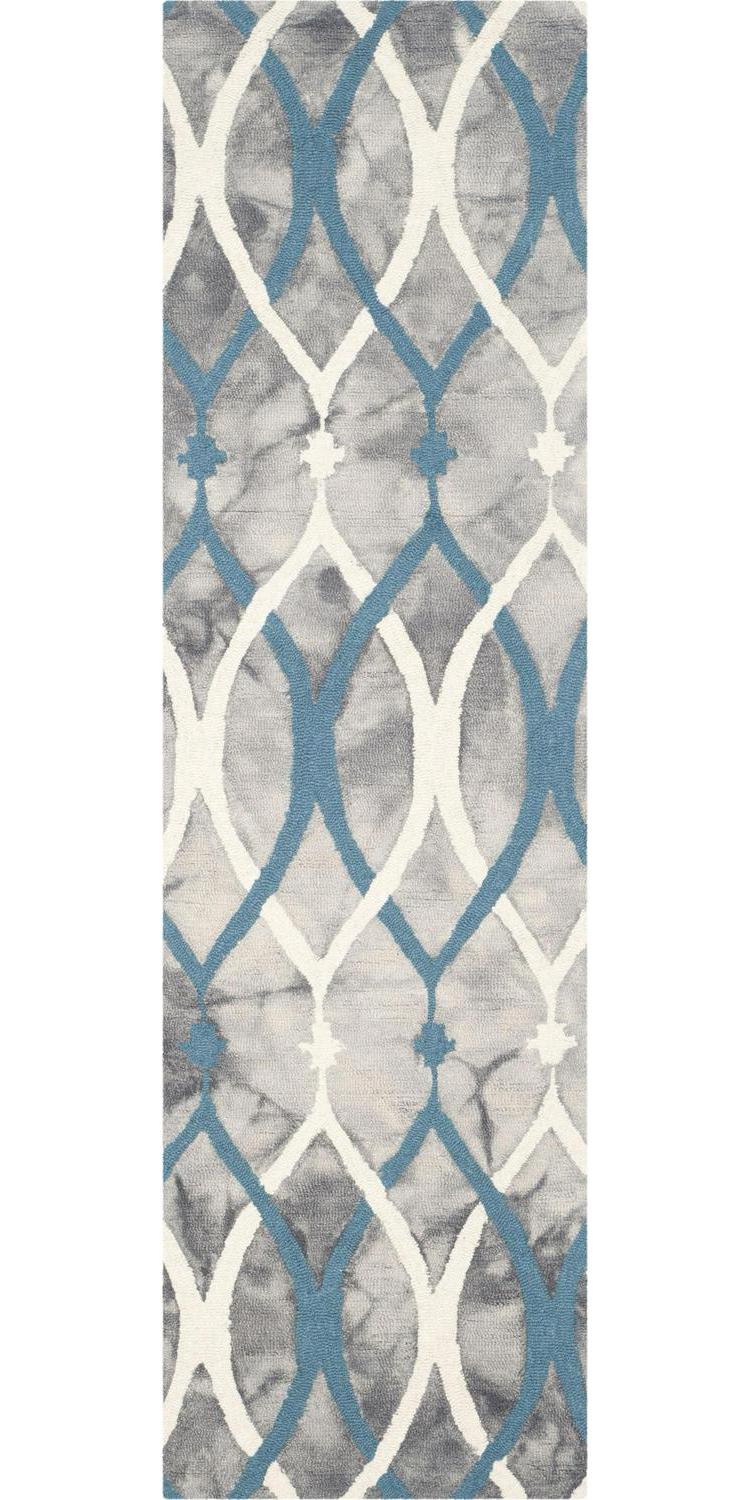SAFAVIEH Dip Dye Britton Overdyed Geometric Wool Runner Rug, Grey/Ivory Blue, 2'3" x 10' - Image 2