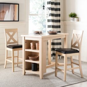 Safavieh Everest 24" Transitional Dining Table, Black/White Washed