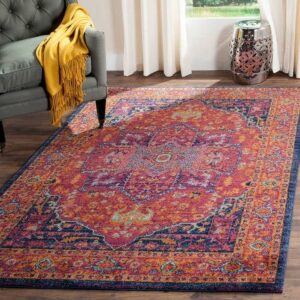SAFAVIEH Evoke Westley Bordered Runner Rug, Fuchsia/Orange, 2'2" x 13'