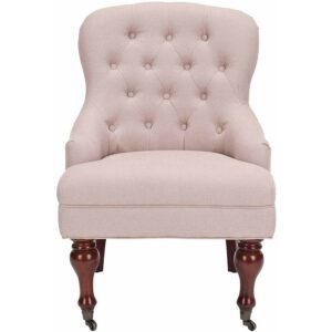 SAFAVIEH Falcon Traditional Tufted Arm Chair w/ Casters, Taupe
