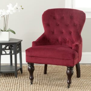 SAFAVIEH Falcon Tufted Arm Chair Red Velvet