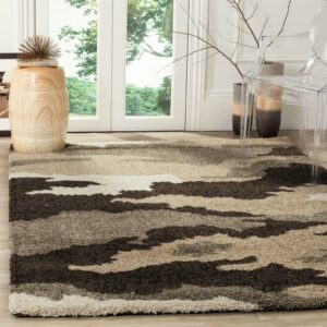 SAFAVIEH Florida Edwin Camouflage Shag Area Rug, Beige/Multi, 4' x 6'