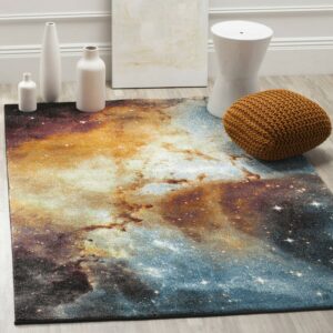 SAFAVIEH Galaxy Kalden Astronomy Area Rug, Orange/Multi, 8' x 10'