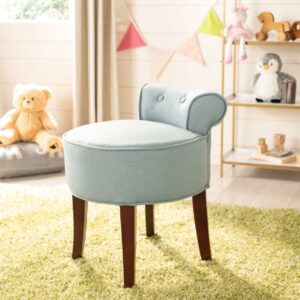 SAFAVIEH Georgia Vanity Stool Silver Blue / Cherry Mahogany