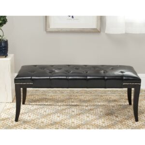 SAFAVIEH Gibbons Bench Silver Nail Head Black