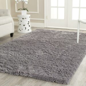 SAFAVIEH Glen Solid Plush Shag Area Rug, Grey, 9' x 9' Square