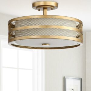 SAFAVIEH Greta 3 Light 15.75 in. Dia. Veil Semi Flush, Antique Gold