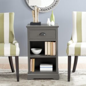 SAFAVIEH Griffin Solid Casual One Drawer Side Table, Grey
