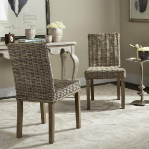 SAFAVIEH Grove Bohemian Rattan Solid Dining Bistro Chair, Natural (Set of 2)