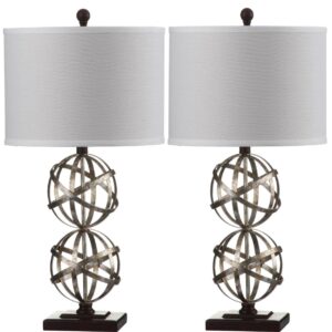 SAFAVIEH Haley 28 in. H Mid-Century Double Sphere Table Lamp, Set of 2