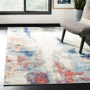 SAFAVIEH Jasper Alvina Abstract Overdyed Area Rug, Grey/Red, 5'3" x 7'6"