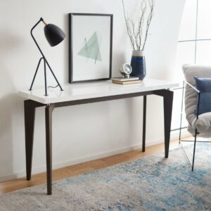 SAFAVIEH Josef Retro Lacquer Floating Top Console Table White / Dark Brown