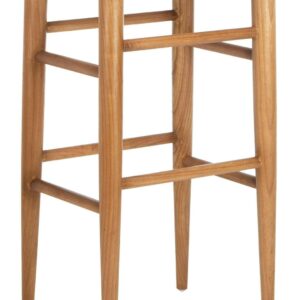 SAFAVIEH Kaleo Woven Leather Barstool with Footrest, White/Honey