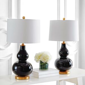 SAFAVIEH Karlen 28.5 in. H Mid-Century Table Lamp, Black/Gold Leaf