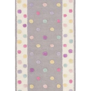 SAFAVIEH Kids Fredrick Polka Dots Wool Runner Rug, Grey/Multi, 2'6" x 8'