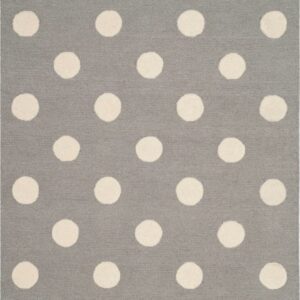 SAFAVIEH Kids Polka Dots Wool Area Rug, Grey/Ivory, 4' x 6'