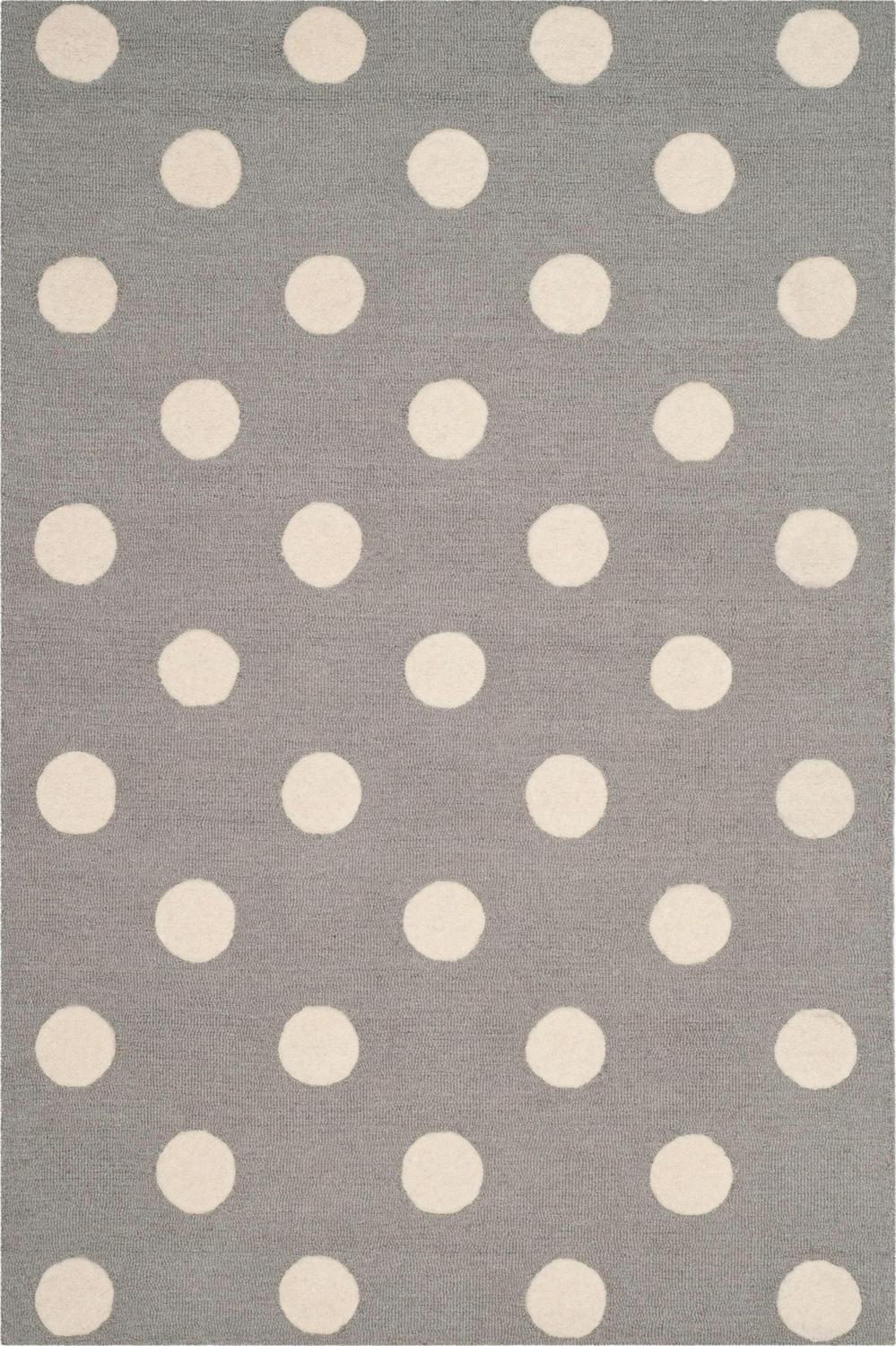 SAFAVIEH Kids Polka Dots Wool Area Rug, Grey/Ivory, 4' x 6'