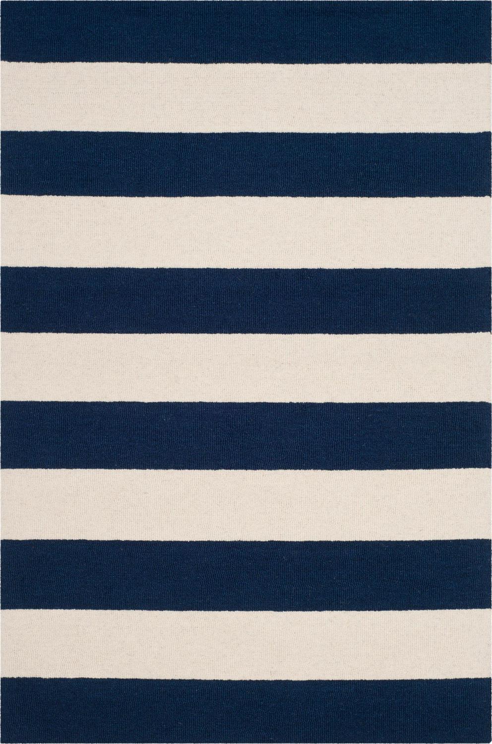 SAFAVIEH Kids Rugby Striped Wool Area Rug, Navy/Ivory, 3' x 5'