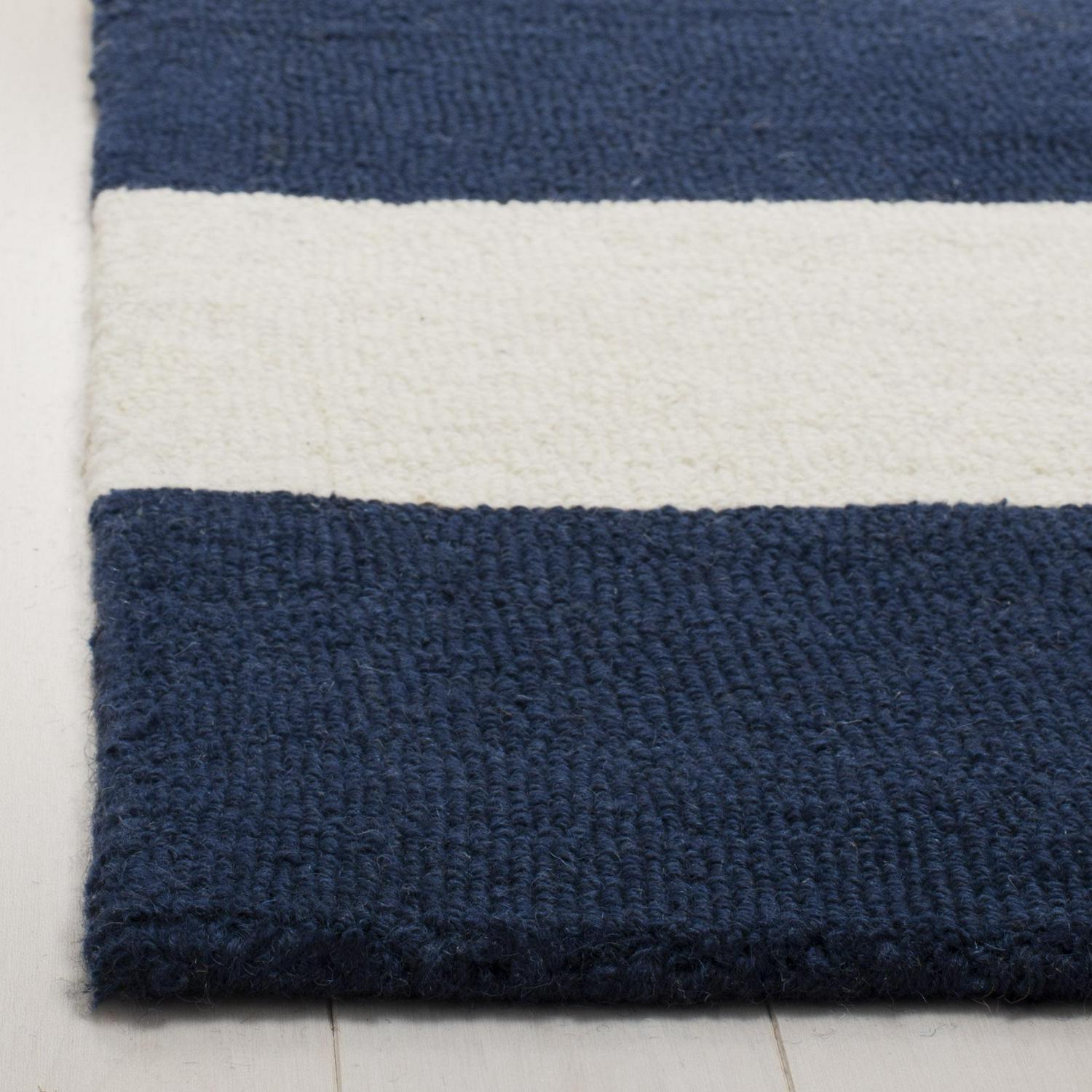 SAFAVIEH Kids Rugby Striped Wool Area Rug, Navy/Ivory, 3' x 5' - Image 3