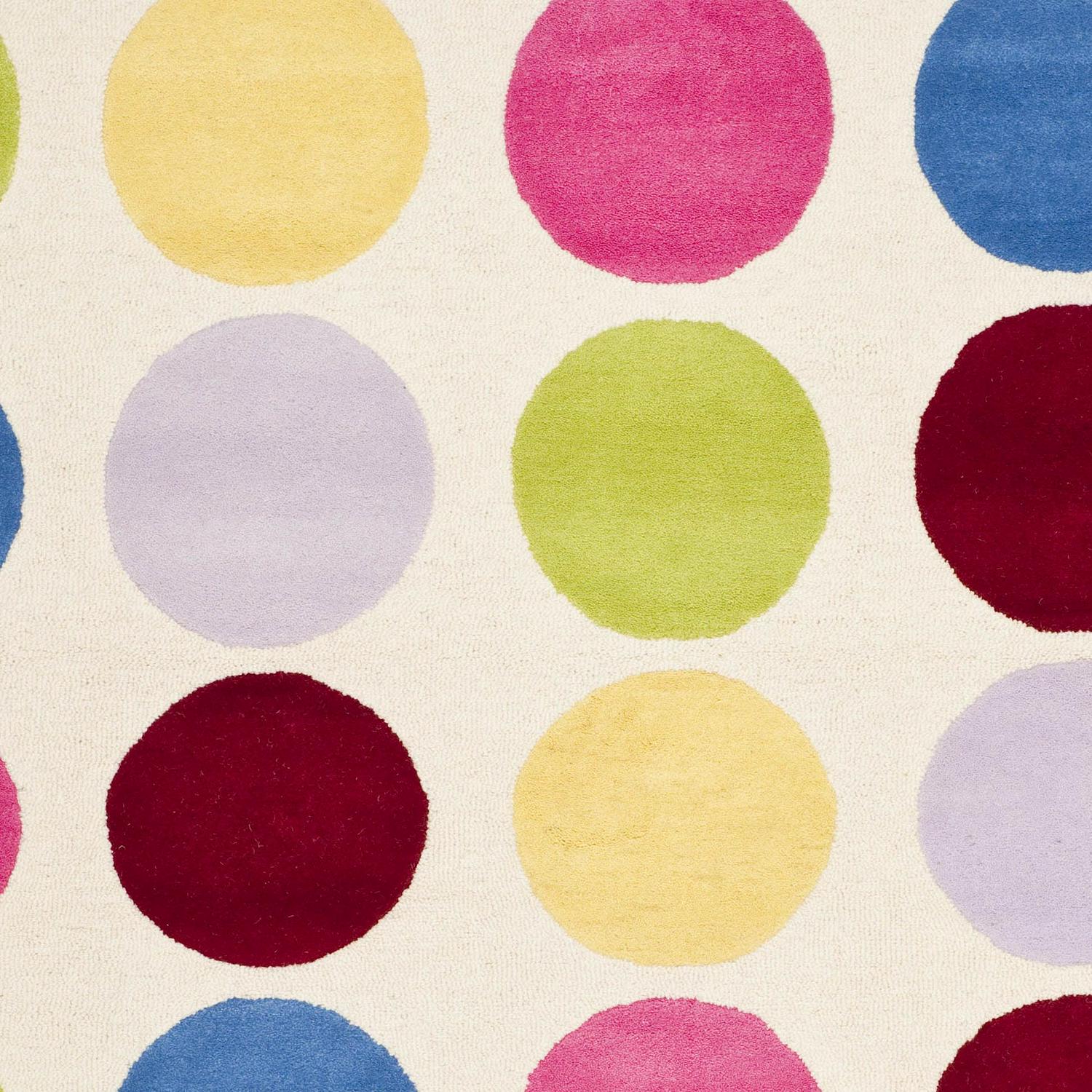 SAFAVIEH Kids Webster Polka Dots Area Rug, Ivory/Multi, 6' x 9' - Image 6