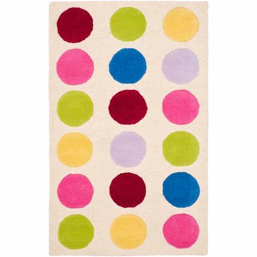 SAFAVIEH Kids Webster Polka Dots Area Rug, Ivory/Multi, 9' x 12'