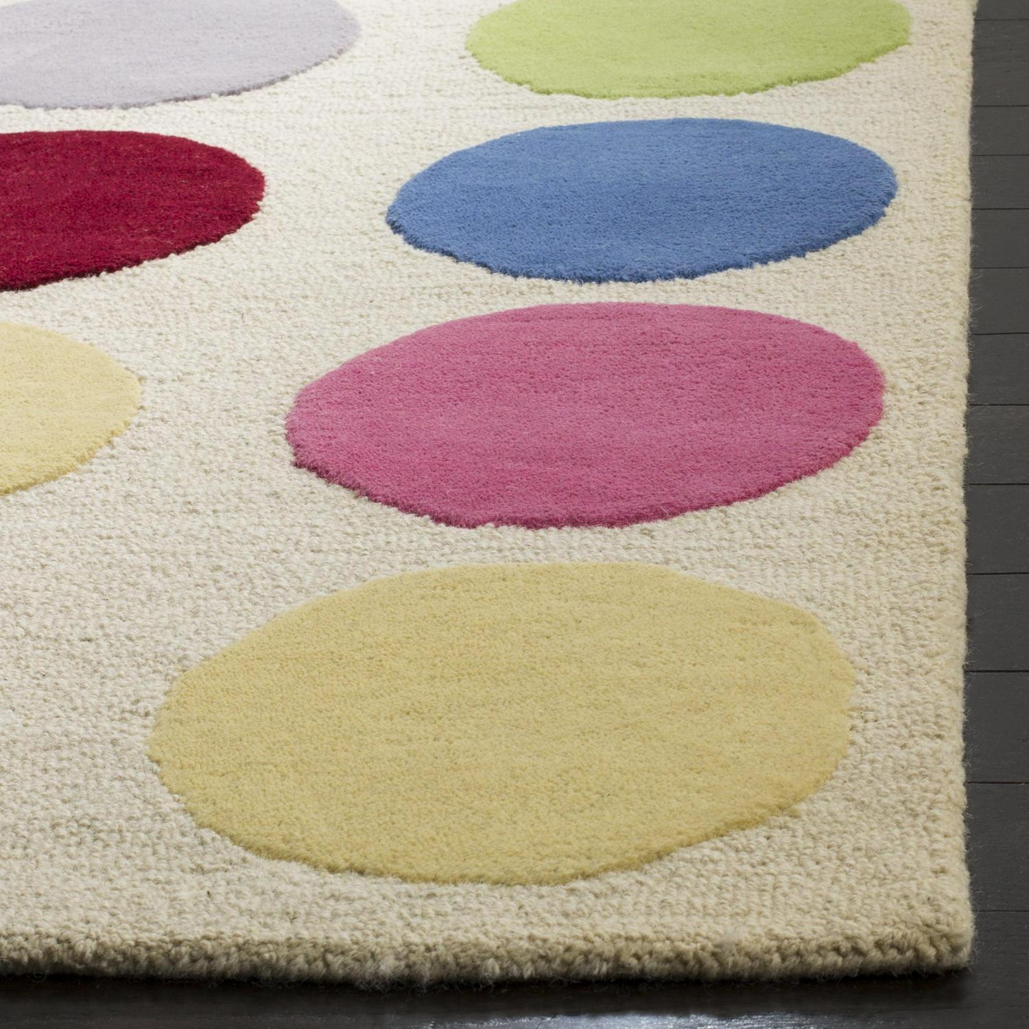 SAFAVIEH Kids Webster Polka Dots Area Rug, Ivory/Multi, 6' x 9' - Image 3