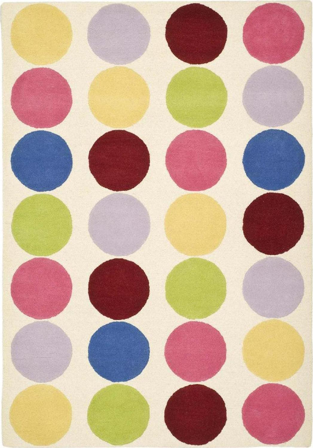 SAFAVIEH Kids Webster Polka Dots Area Rug, Ivory/Multi, 6' x 9' - Image 2
