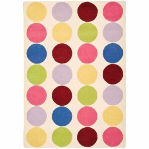 SAFAVIEH Kids Webster Polka Dots Area Rug, Ivory/Multi, 5' x 8'