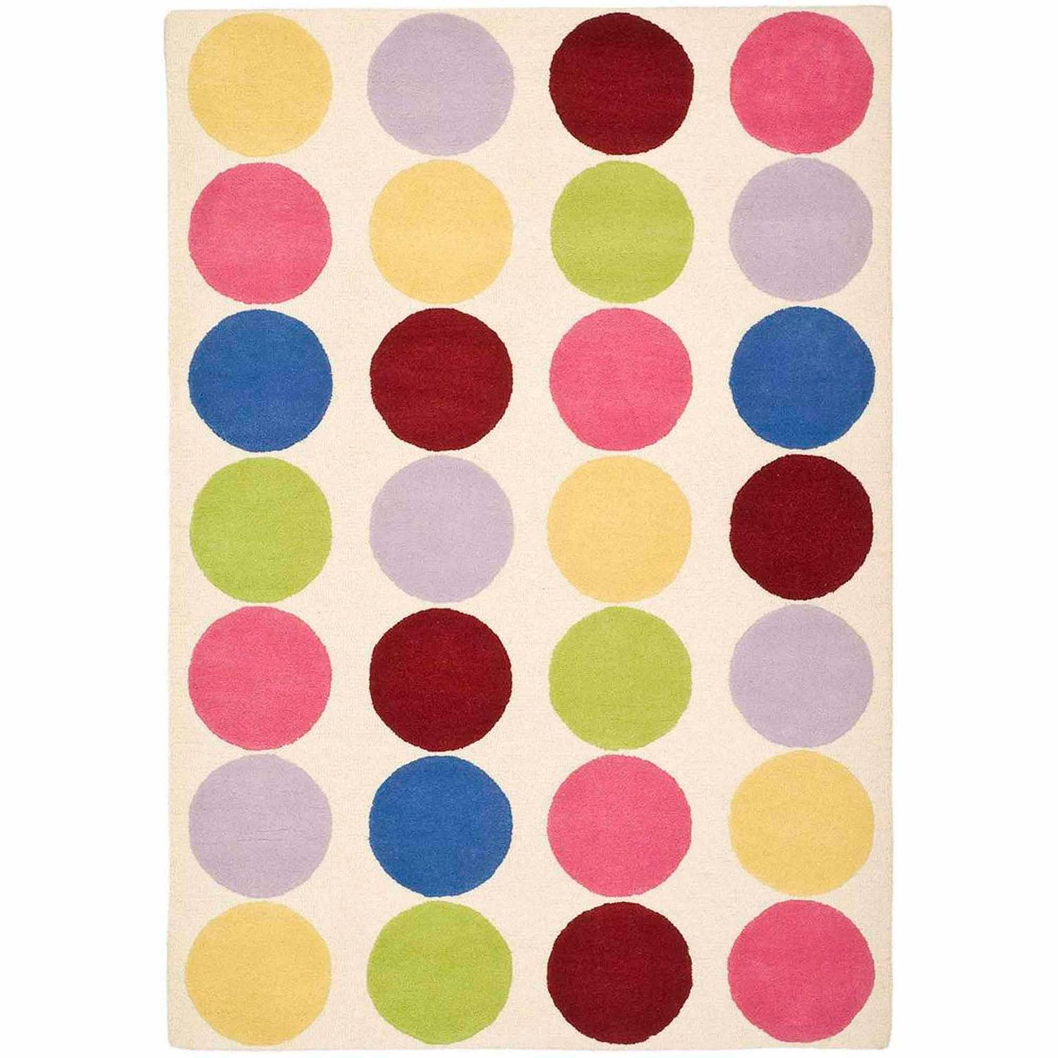 SAFAVIEH Kids Webster Polka Dots Area Rug, Ivory/Multi, 5' x 8'