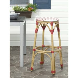 SAFAVIEH Kipnuk Stool Red/White (Indoor/Outdoor) Red / White